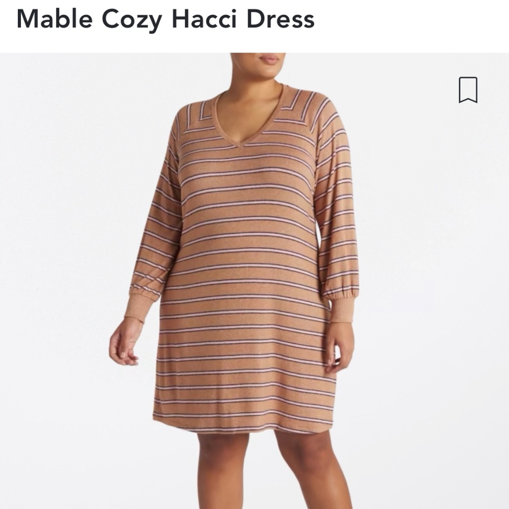 Striped Knit Long Sleeve Dress